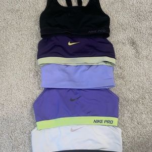 Bundle of 5 Nike Pro sports bras